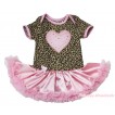 Valentine's Day Leopard Baby Bodysuit Light Pink Satin Pettiskirt & Light Pink Heart Print JS4862
